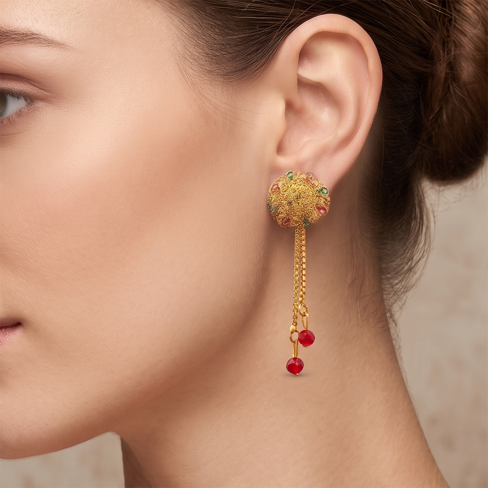 The99Jewel Gold Plated Traditional Dangler Tassel Earrings