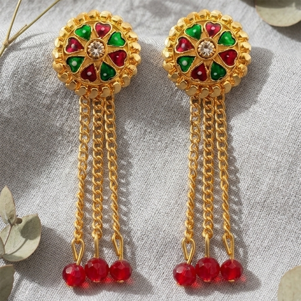The99Jewel Gold Plated Traditional Dangler Tassel Earrings