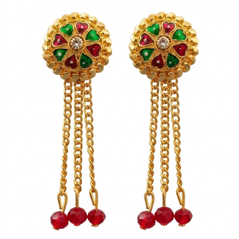 The99Jewel Gold Plated Traditional Dangler Tassel Earrings