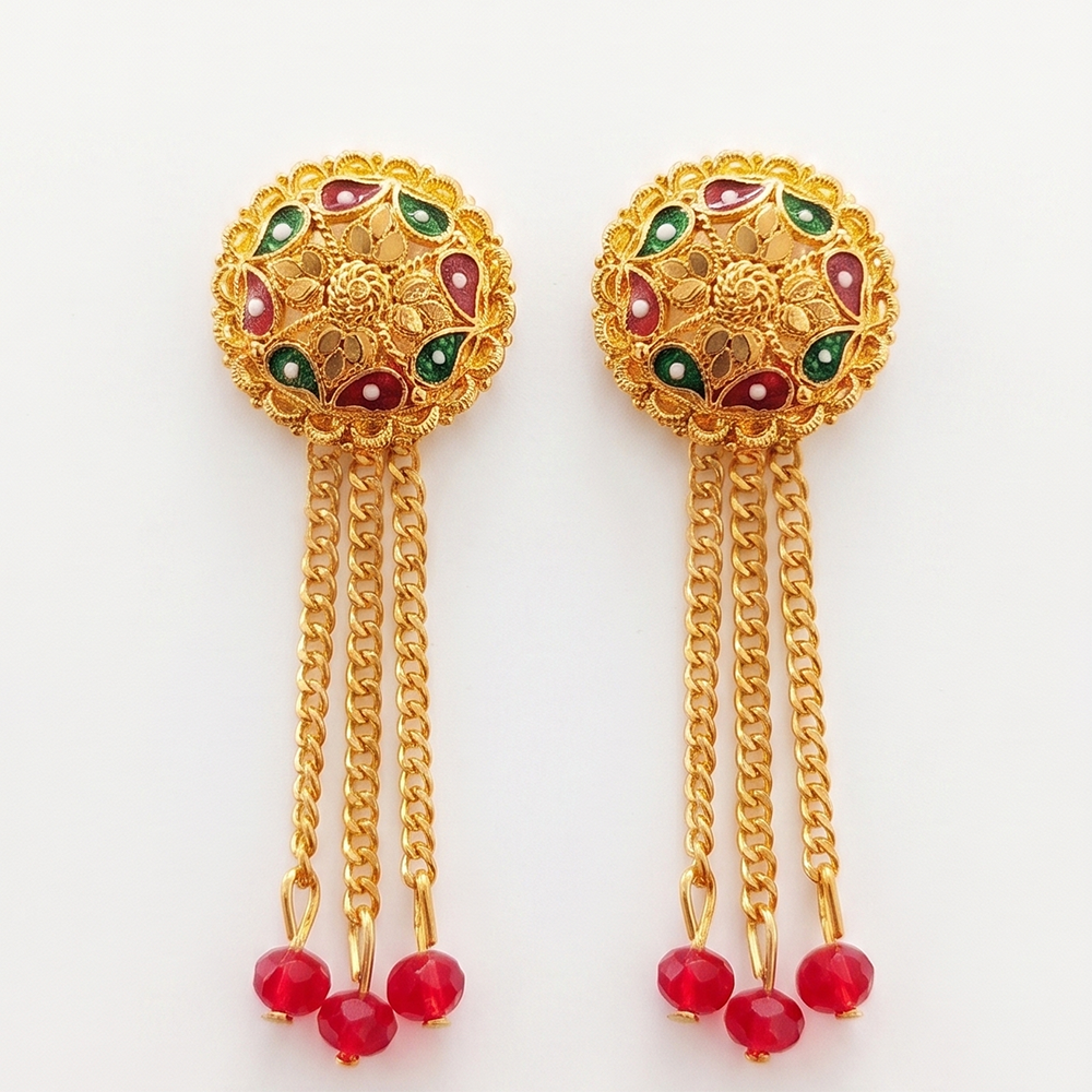 The99Jewel Gold Plated Traditional Dangler Tassel Earrings
