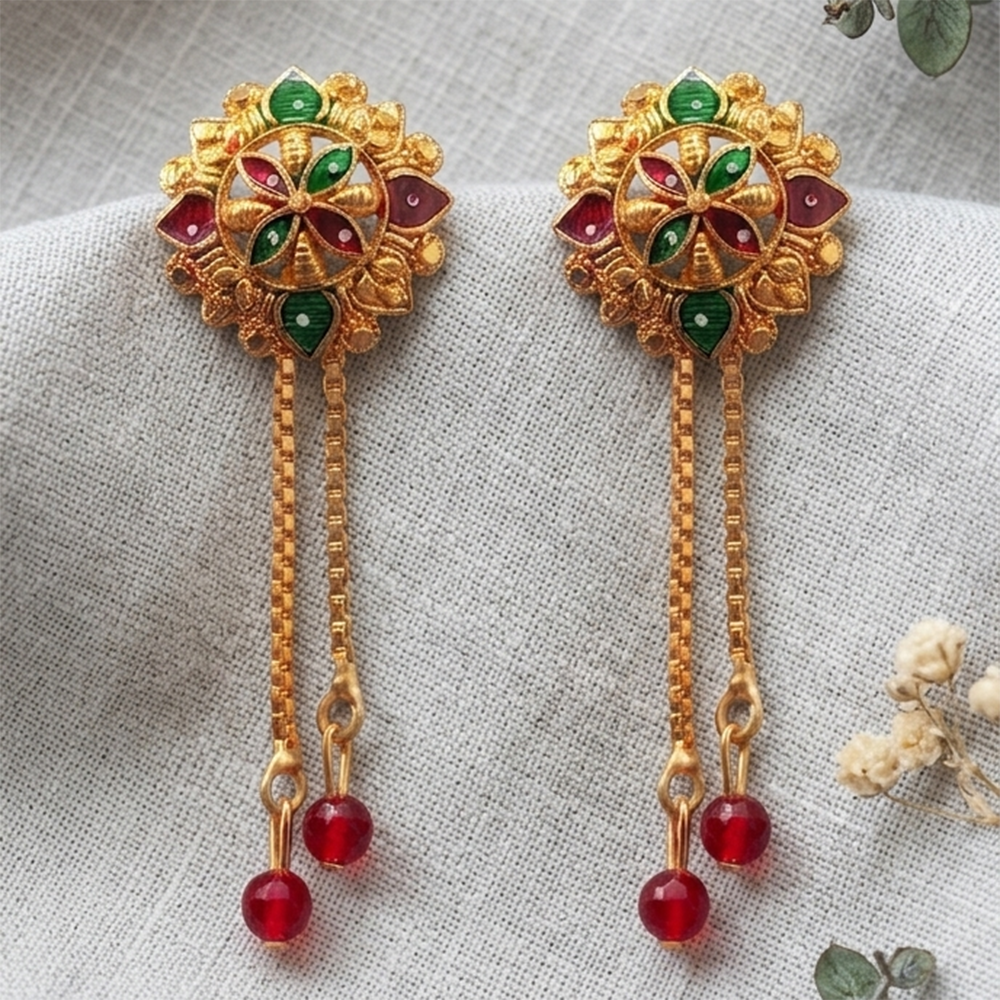 The99Jewel Gold Plated Traditional Dangler Tassel Earrings