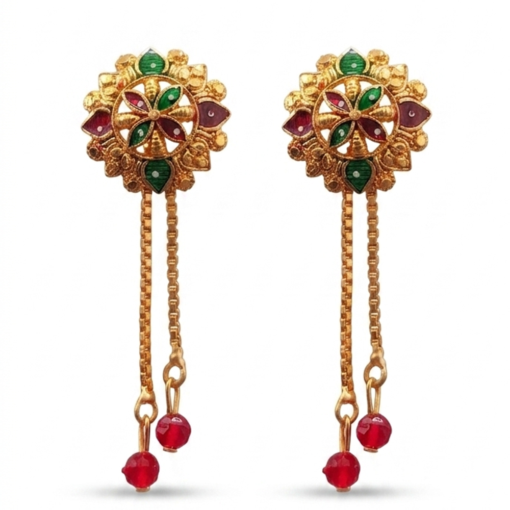 The99Jewel Gold Plated Traditional Dangler Tassel Earrings