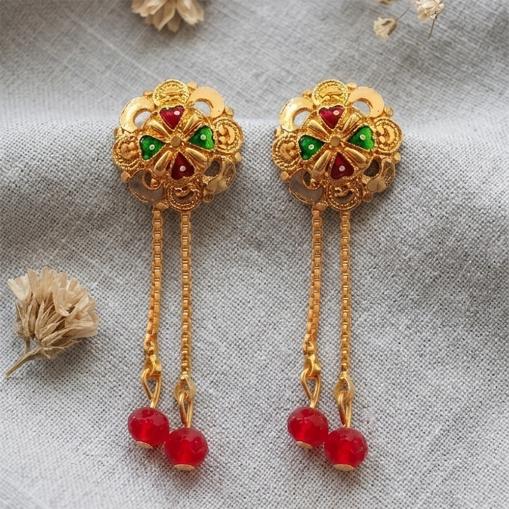 The99Jewel Gold Plated Traditional Dangler Tassel Earrings
