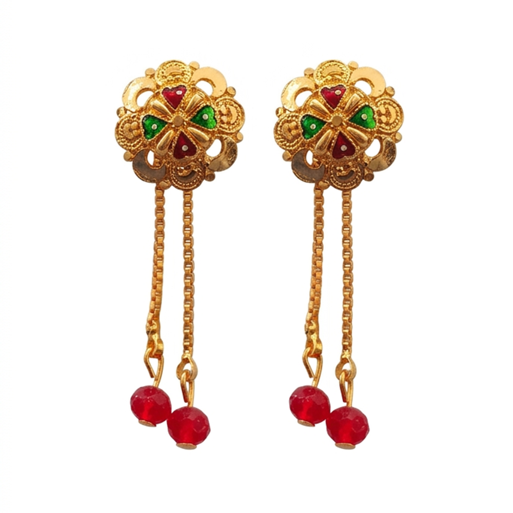 The99Jewel Gold Plated Traditional Dangler Tassel Earrings