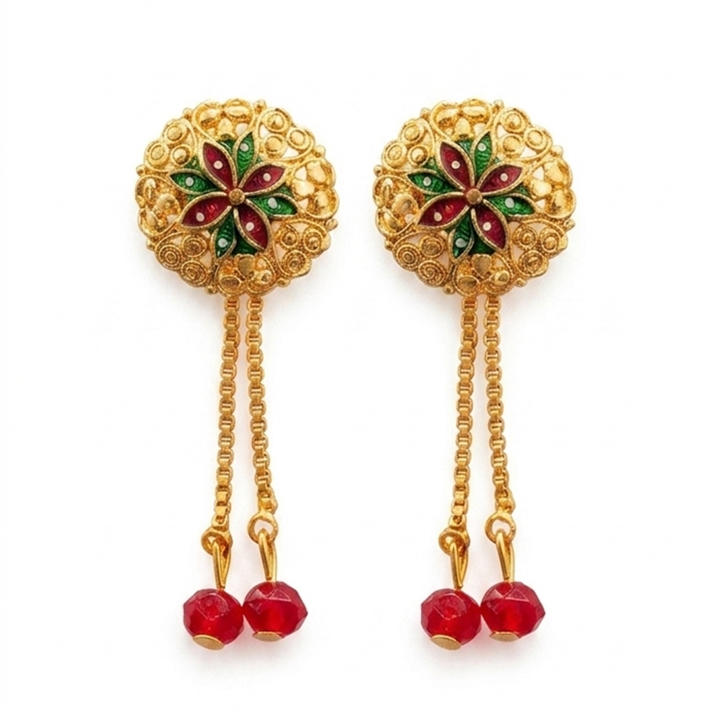 The99Jewel Gold Plated Traditional Dangler Tassel Earrings