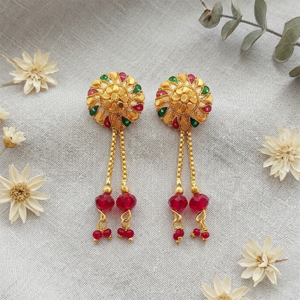 The99Jewel Gold Plated Traditional Dangler Tassel Earrings