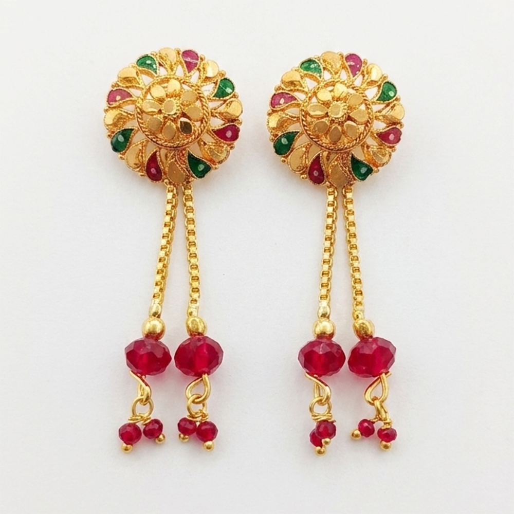 The99Jewel Gold Plated Traditional Dangler Tassel Earrings