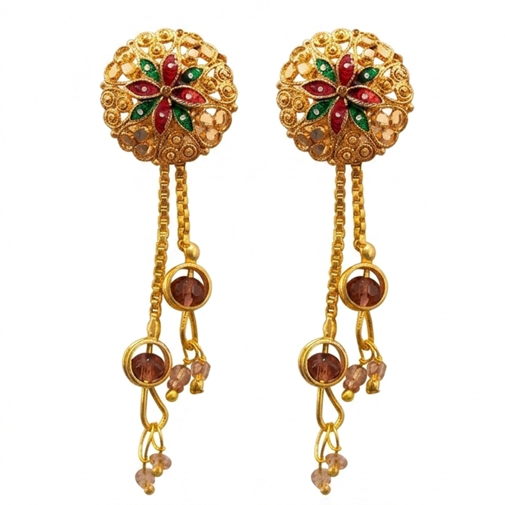 The99Jewel Gold Plated Traditional Dangler Tassel Earrings