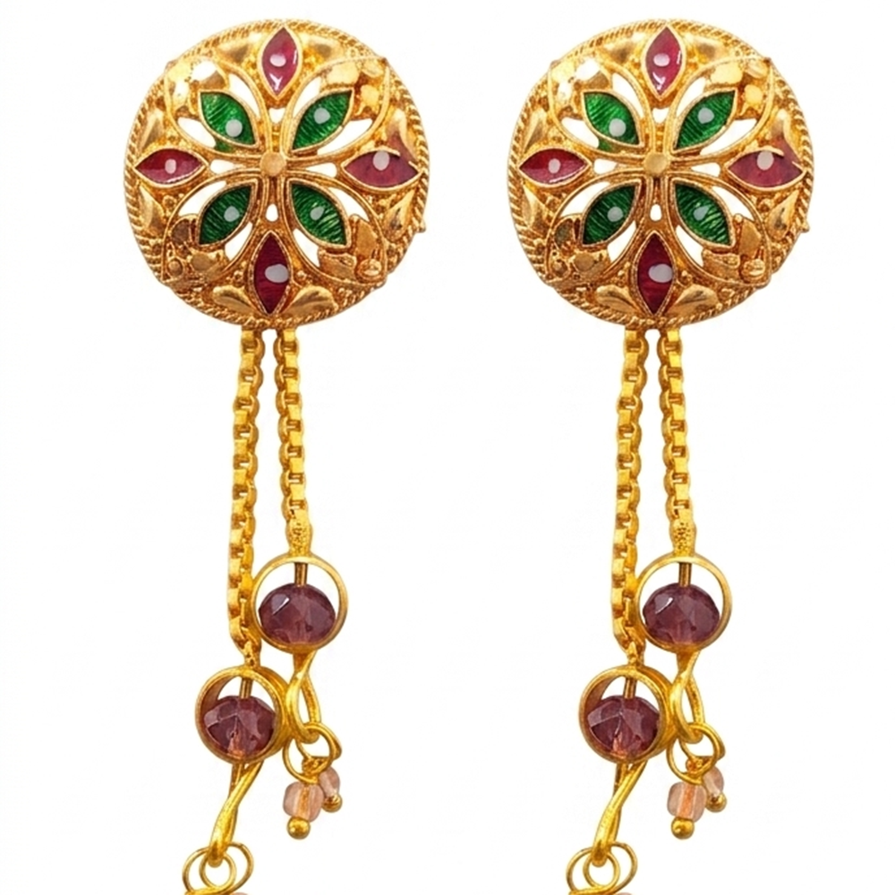 The99Jewel Gold Plated Traditional Dangler Tassel Earrings