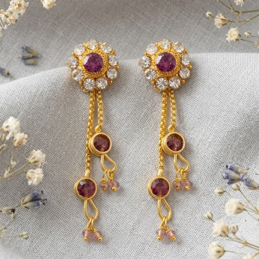 The99Jewel Gold Plated Traditional Dangler Tassel Earrings