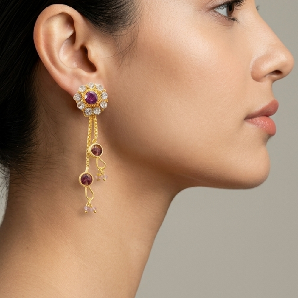 The99Jewel Gold Plated Traditional Dangler Tassel Earrings