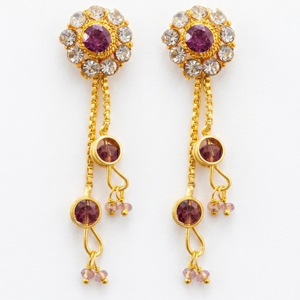 The99Jewel Gold Plated Traditional Dangler Tassel Earrings
