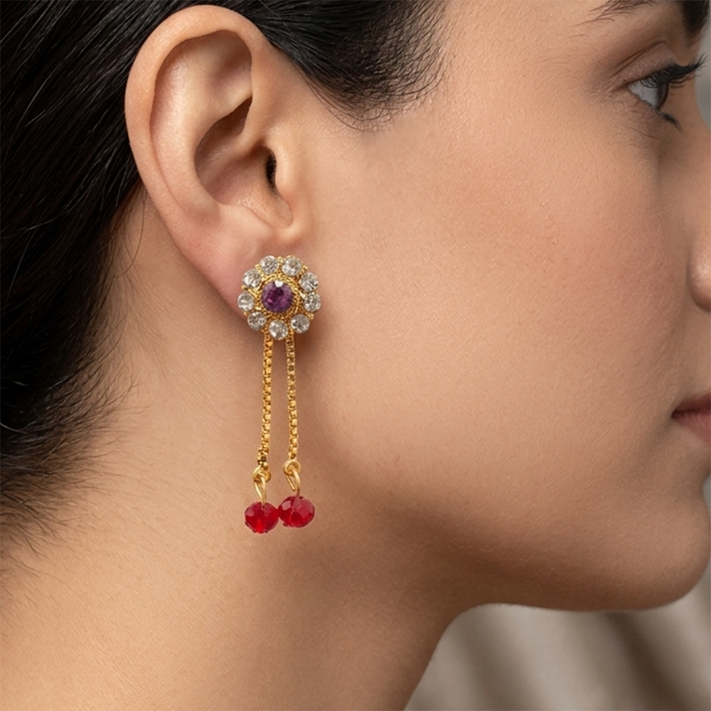 The99Jewel Gold Plated Traditional Dangler Tassel Earrings