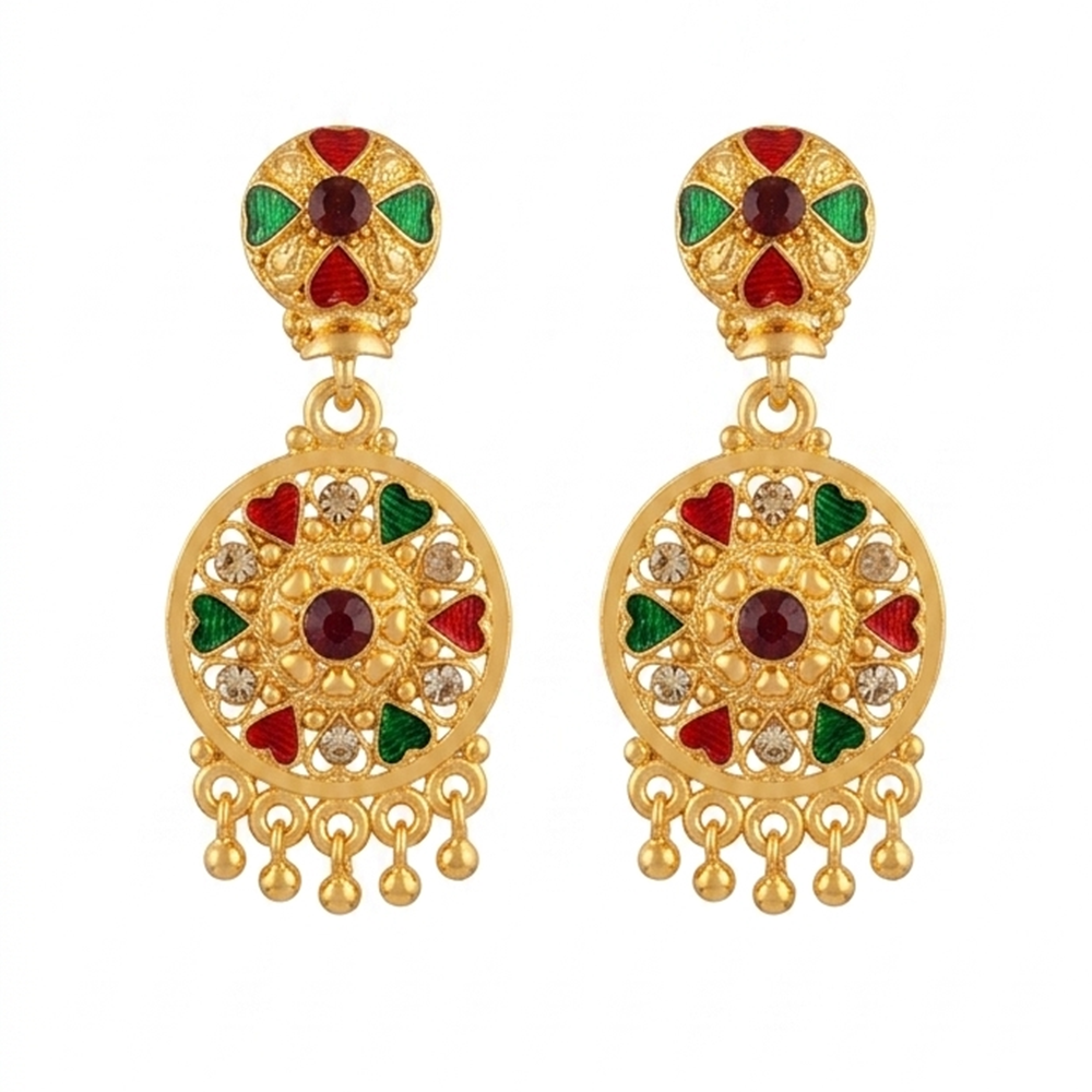 The99Jewel Gold Plated Traditional Small Dangler Earrings