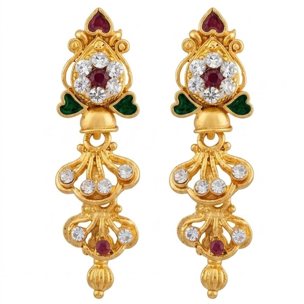 The99Jewel Gold Plated Traditional Small Dangler Earrings