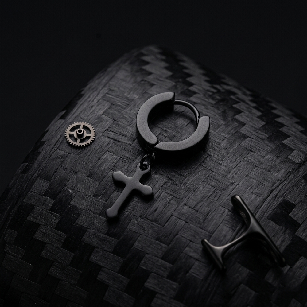 The99Jewel Black Plated Stud Mens Bali 