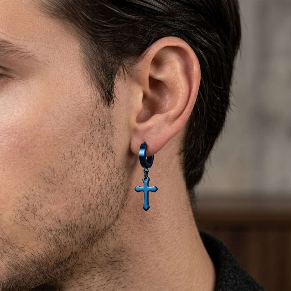 The99Jewel Blue Plated Stud Mens Bali (1 PC)