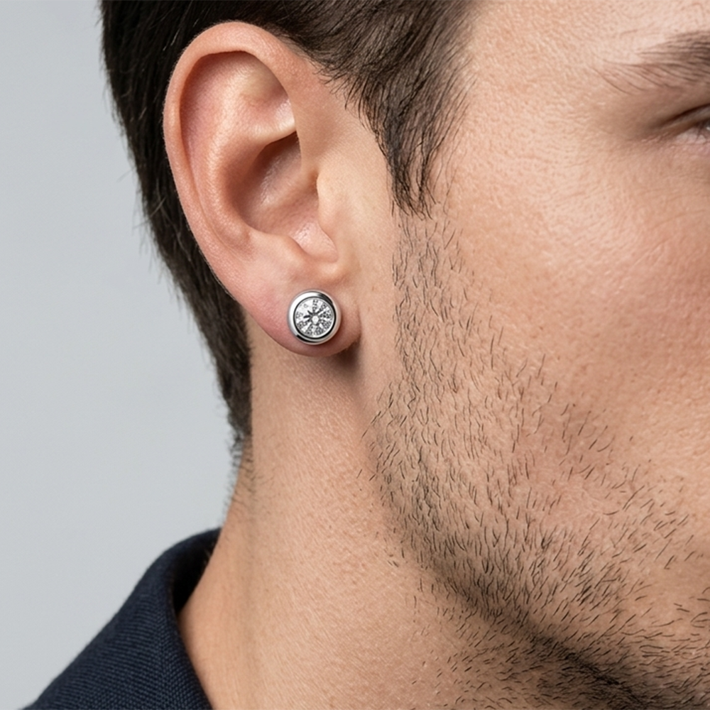The99Jewel Silver Plated Stud Mens Earrings (1 PC)