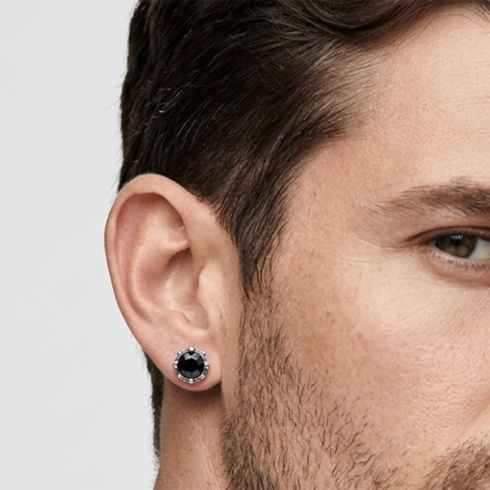 The99Jewel Black Stud Mens Earrings (1 PC)
