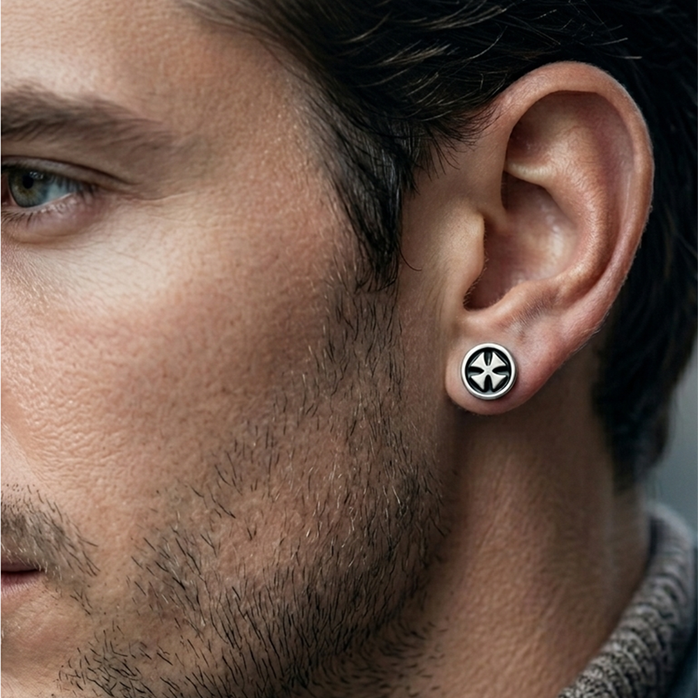 The99Jewel Black Stud Mens Earrings (1 PC)