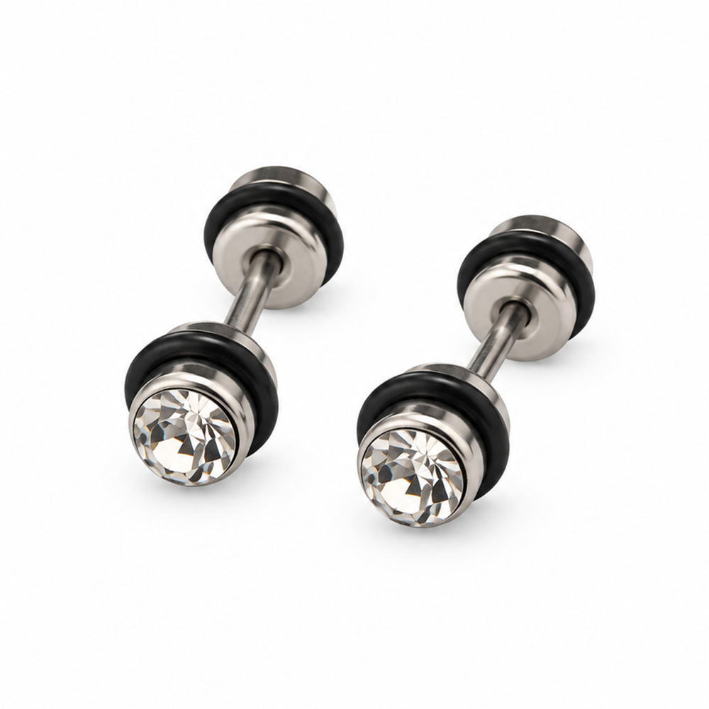 The99Jewel Men's Stylish Crystal Stone Stud Piercing Earrings | Trendy Fashion Jewellery for Modern Men