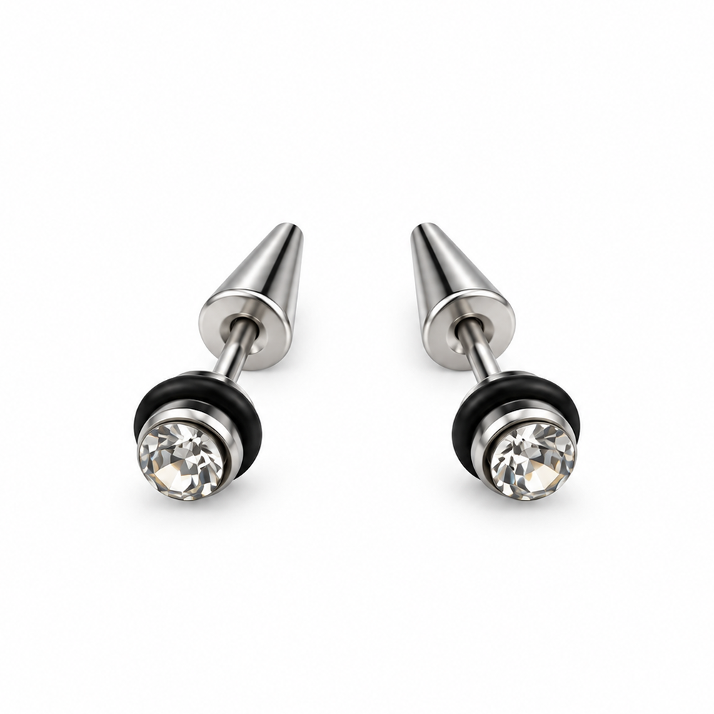 The99Jewel Men's Stylish Crystal Stone Stud Piercing Earrings | Trendy Fashion Jewellery for Modern Men