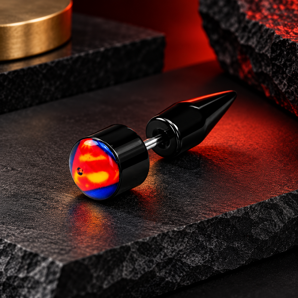 The99Jewel Men's Fashion SuperMan Design Stud Earrings for Ear Piercing | Modern Stylish Ear Jewellery for Daily Wear