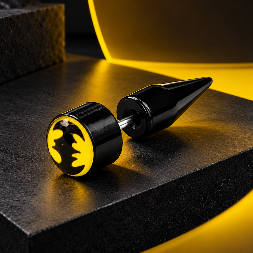 The99Jewel Men's Fashion BatMan Design Stud Earrings for Ear Piercing | Modern Stylish Ear Jewellery for Daily Wear