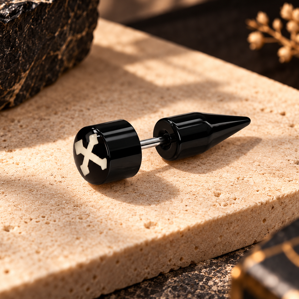 The99Jewel Men's Fashion Cross Design Stud Earrings for Ear Piercing | Modern Stylish Ear Jewellery for Daily Wear