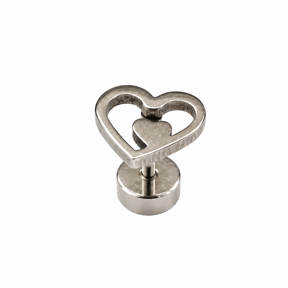The99Jewel Men's Designer Heart Shape Stud Piercing Earrings | Contemporary Fashion Ear Jewellery for Men