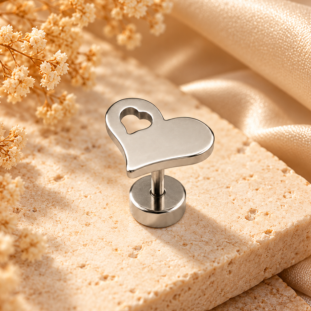 The99Jewel Men's Designer Heart Shape Stud Piercing Earrings | Contemporary Fashion Ear Jewellery for Men