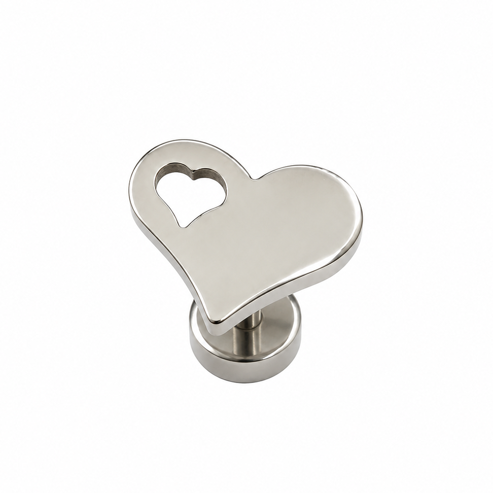 The99Jewel Men's Designer Heart Shape Stud Piercing Earrings | Contemporary Fashion Ear Jewellery for Men