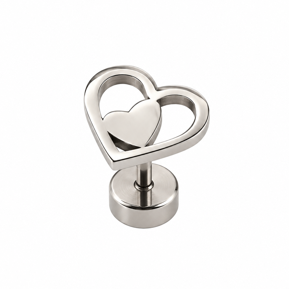 The99Jewel Men's Designer Heart Shape Stud Piercing Earrings | Contemporary Fashion Ear Jewellery for Men