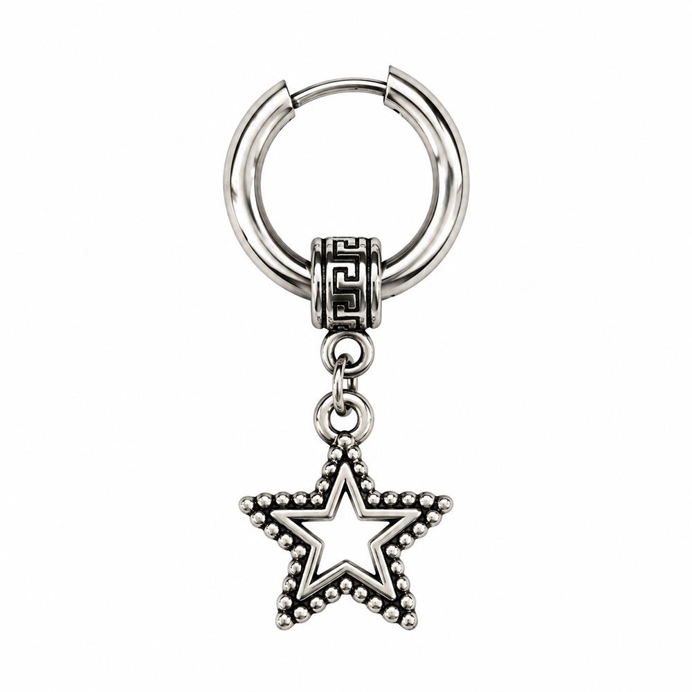 The99Jewel Men's Stylish Stud Piercing Earrings With Star Hanging | Trendy Fashion Jewellery for Modern Men