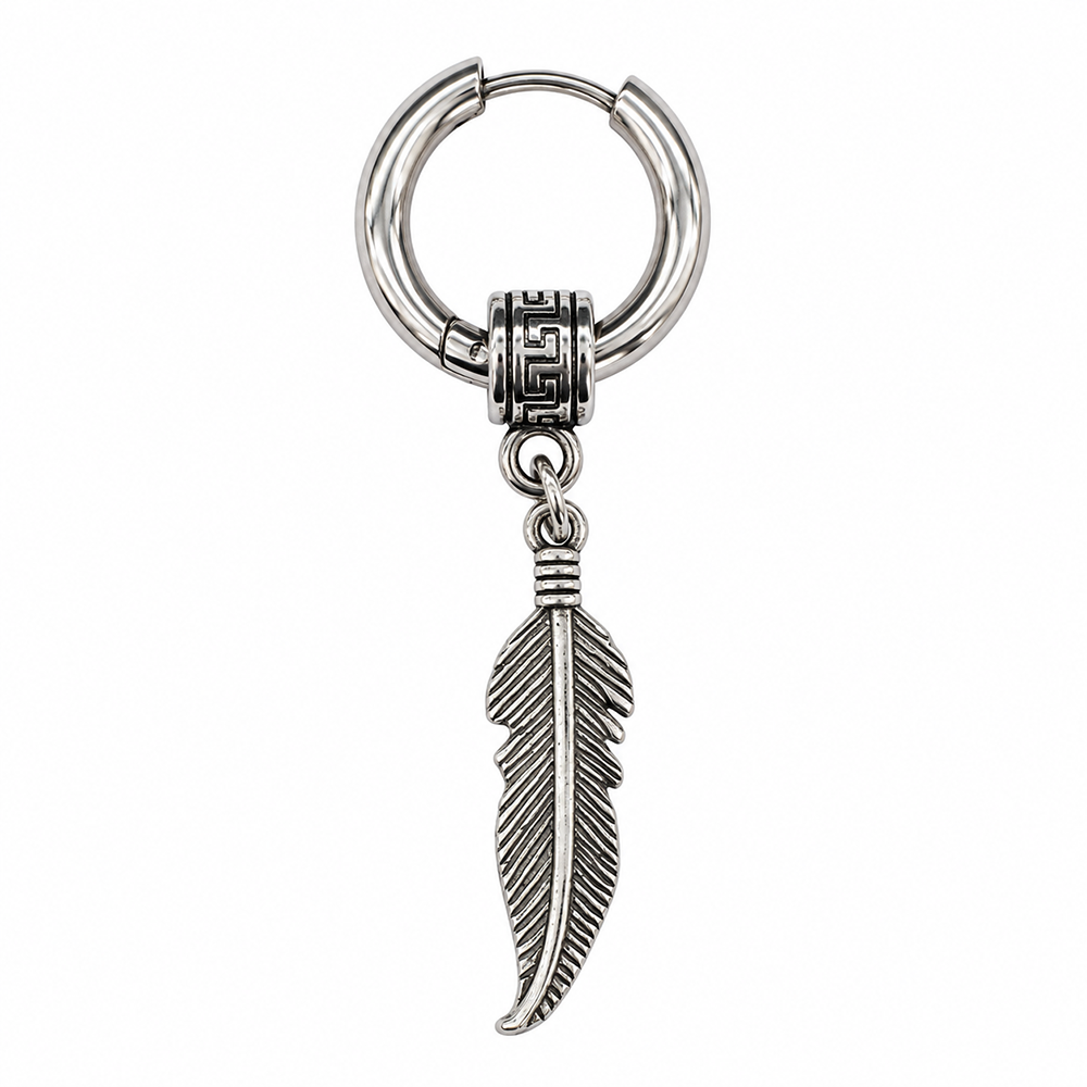 The99Jewel Men's Stylish Stud Piercing Earrings With Feather Hanging | Trendy Fashion Jewellery for Modern Men
