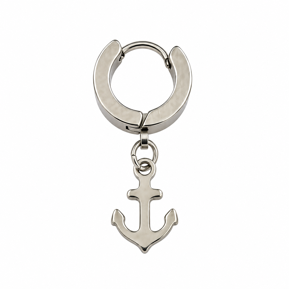 The99Jewel Men's Stylish Stud Piercing Earrings With Anchor Hanging | Trendy Fashion Jewellery for Modern Men