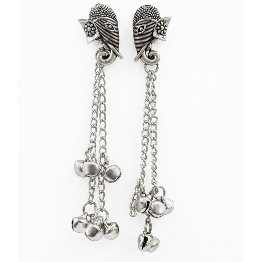 The99Jewel Oxidised Plated Elephant Kashmiri Ghungroo Dangler Earrings
