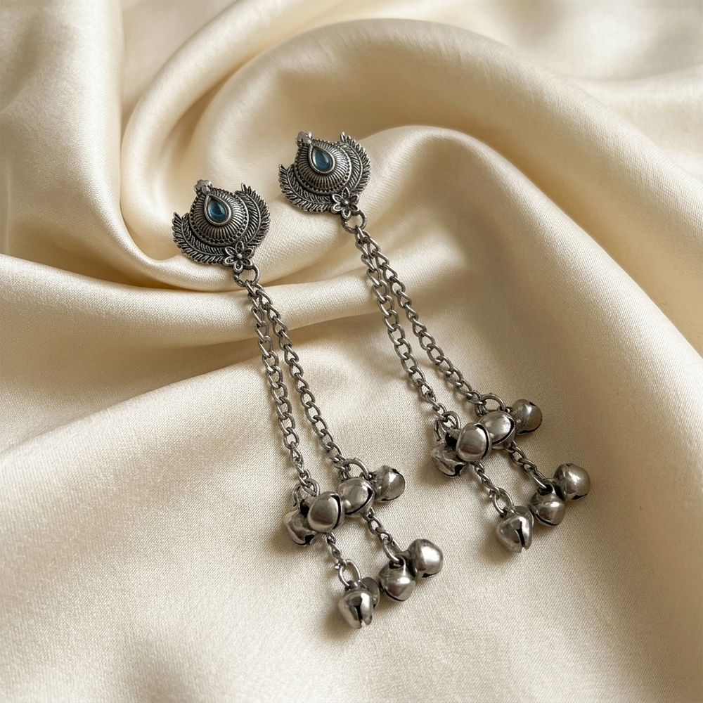 The99Jewel Oxidised Plated Kashmiri Ghungroo Dangler Earrings