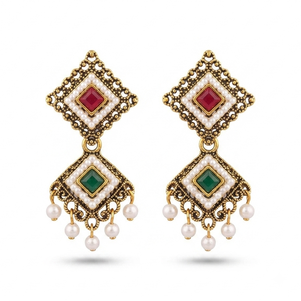 The99Jewel Antique Gold Plated Pearl Jhumki Earrings for Women