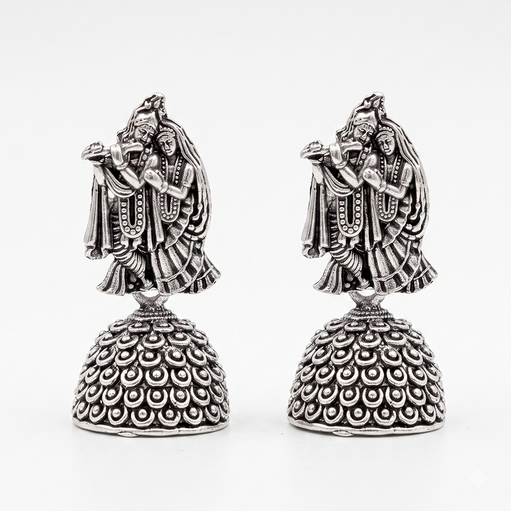 The99Jewel Oxidised Silver Plated Traditional Radha Krishna Jhumki Earrings for Women