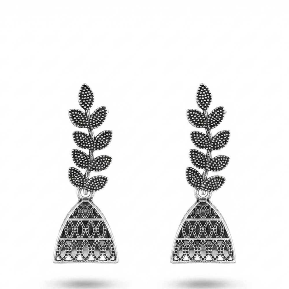 The99Jewel Oxidised Silver Plated Traditional Jhumki Earrings for Women