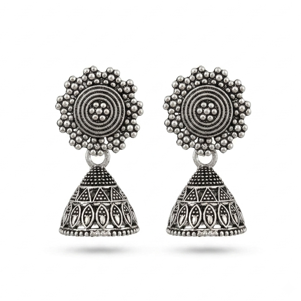 The99Jewel Oxidised Silver Plated Traditional Jhumki Earrings for Women