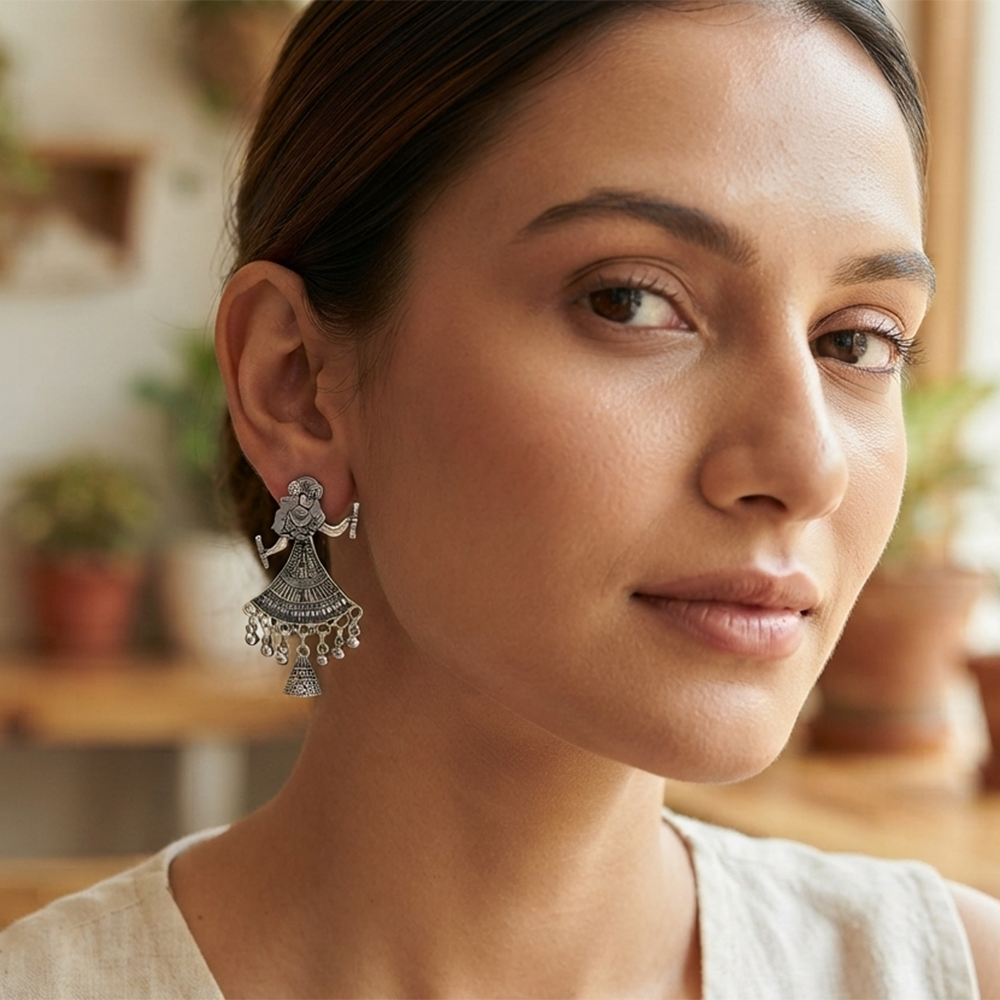 The99Jewel Oxidised Silver Plated Traditional Earrings for Women