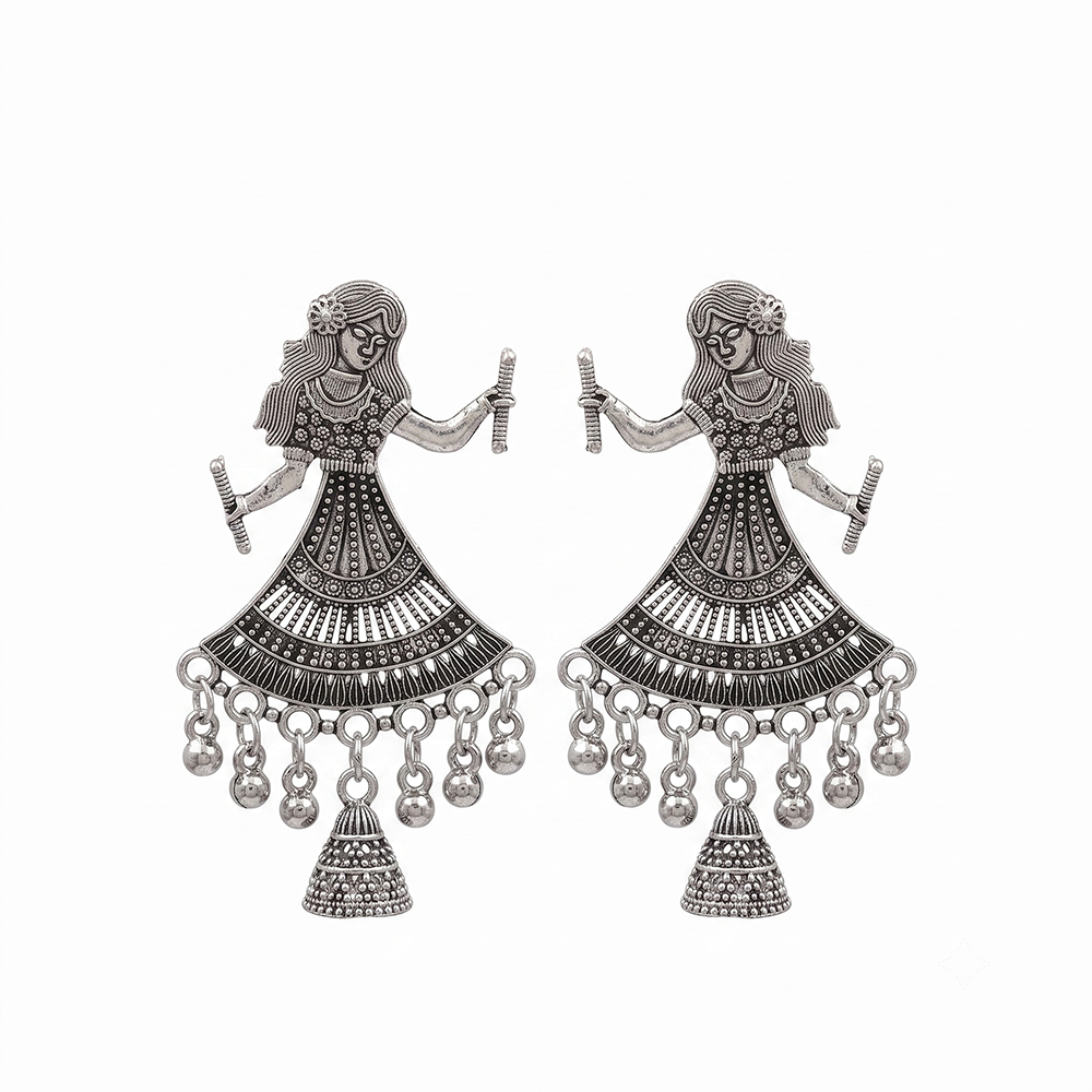 The99Jewel Oxidised Silver Plated Traditional Jhumki Earrings for Women