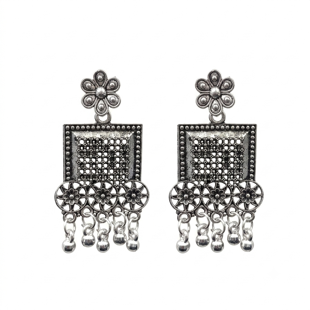 The99Jewel Oxidised Silver Plated Traditional Jhumki Earrings for Women