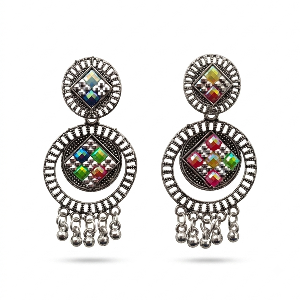 The99Jewel Oxidised Silver Plated Traditional Jhumki Earrings for Women