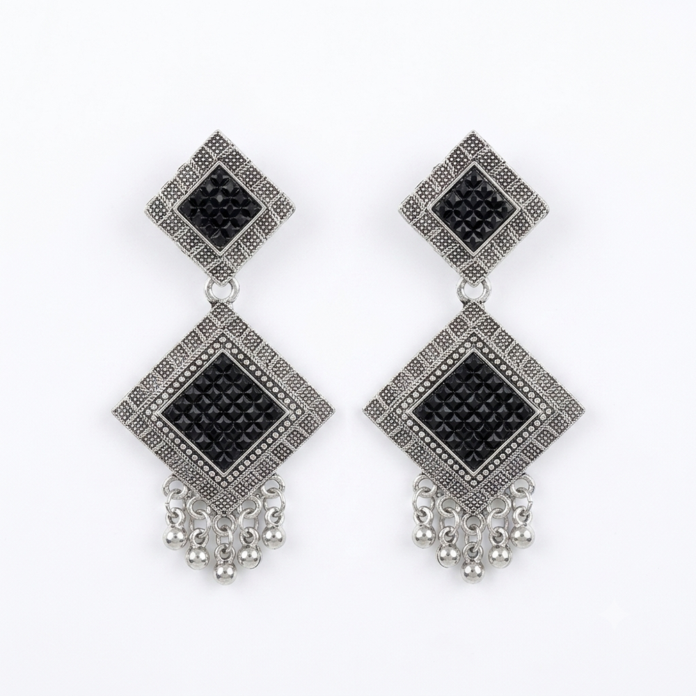 The99Jewel Oxidised Silver Plated Traditional Jhumki Earrings for Women