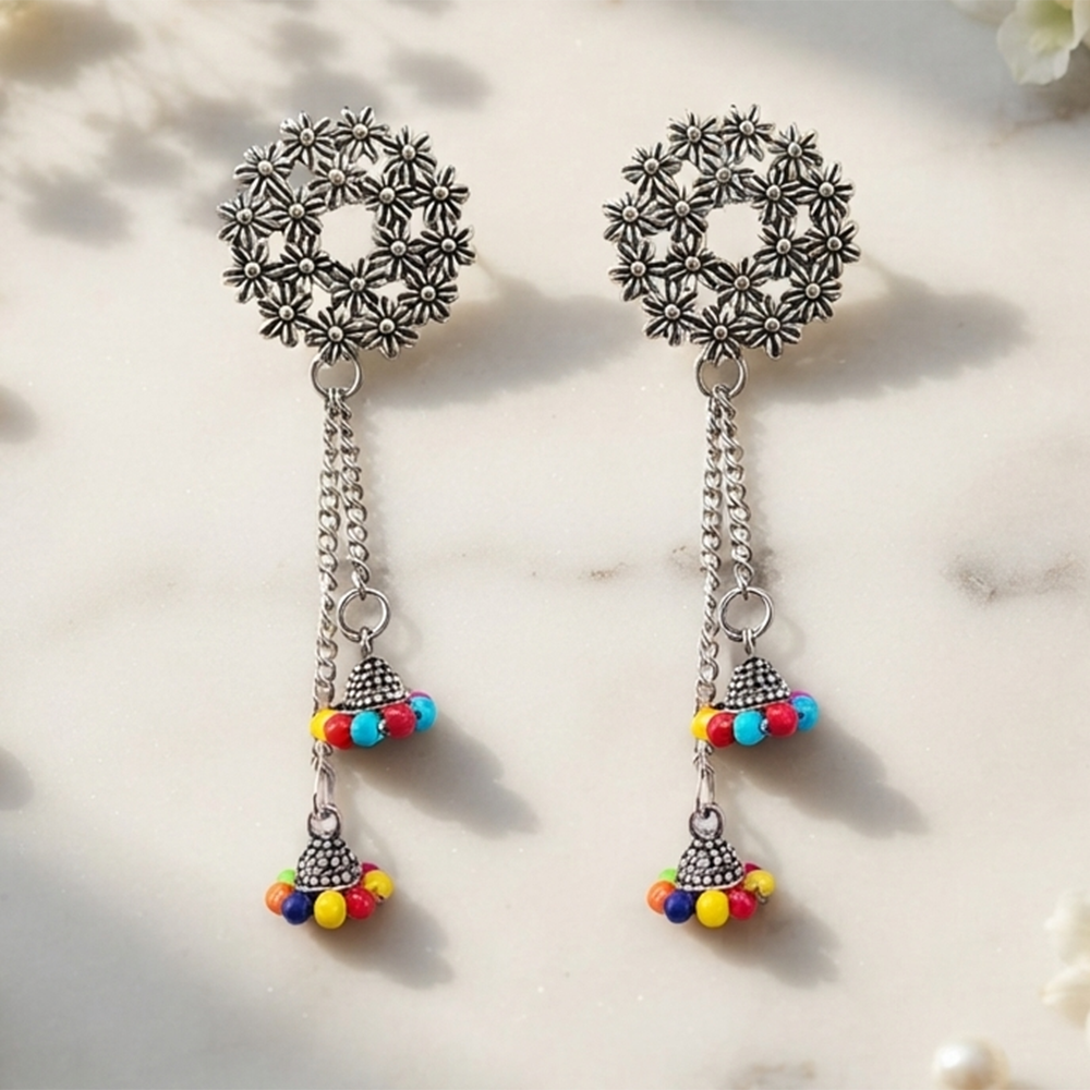 The99Jewel Elegant Silver Plated Pearl Jhumki  Earrings for Women