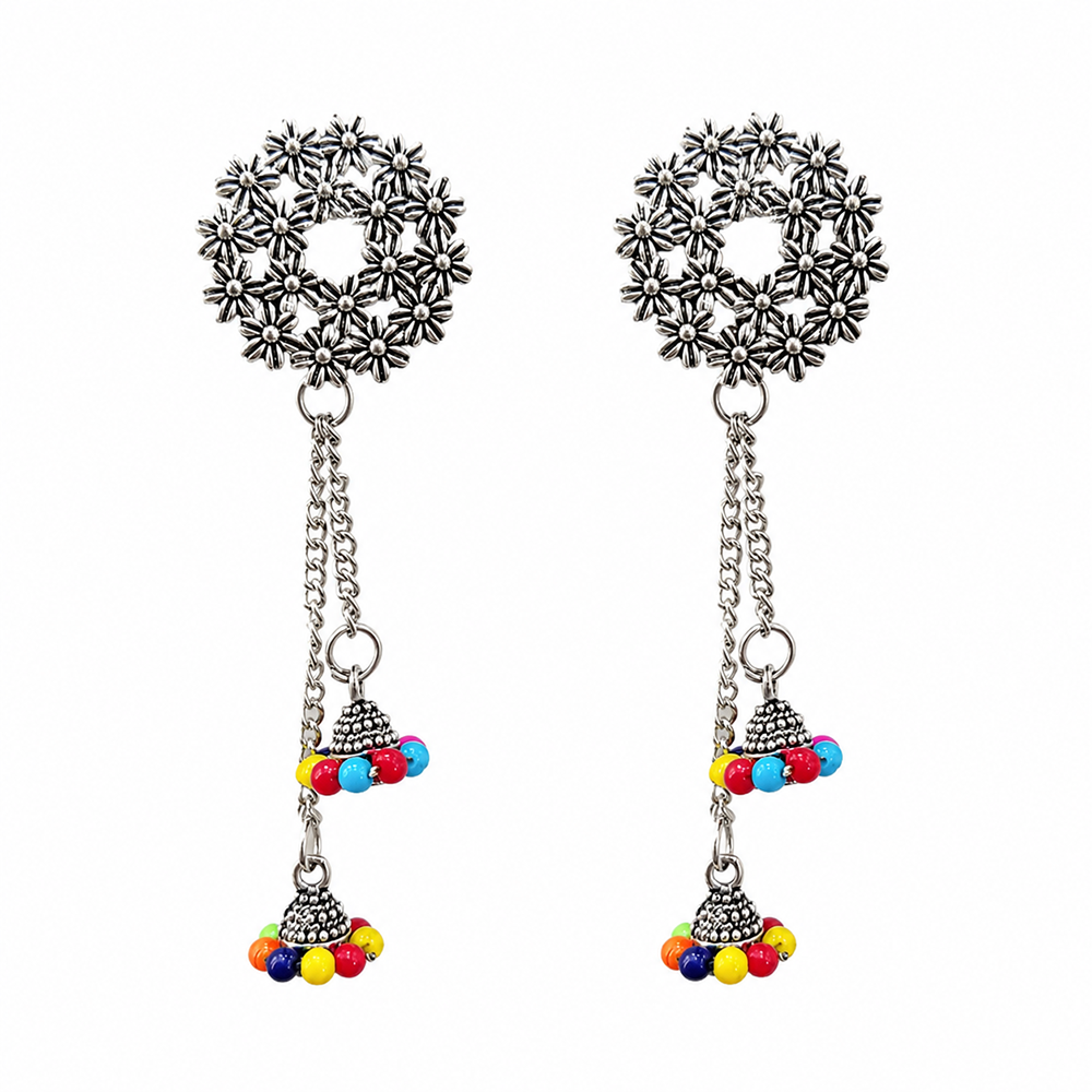The99Jewel Elegant Silver Plated Pearl Kashmiri  Jhumki  Earrings for Women