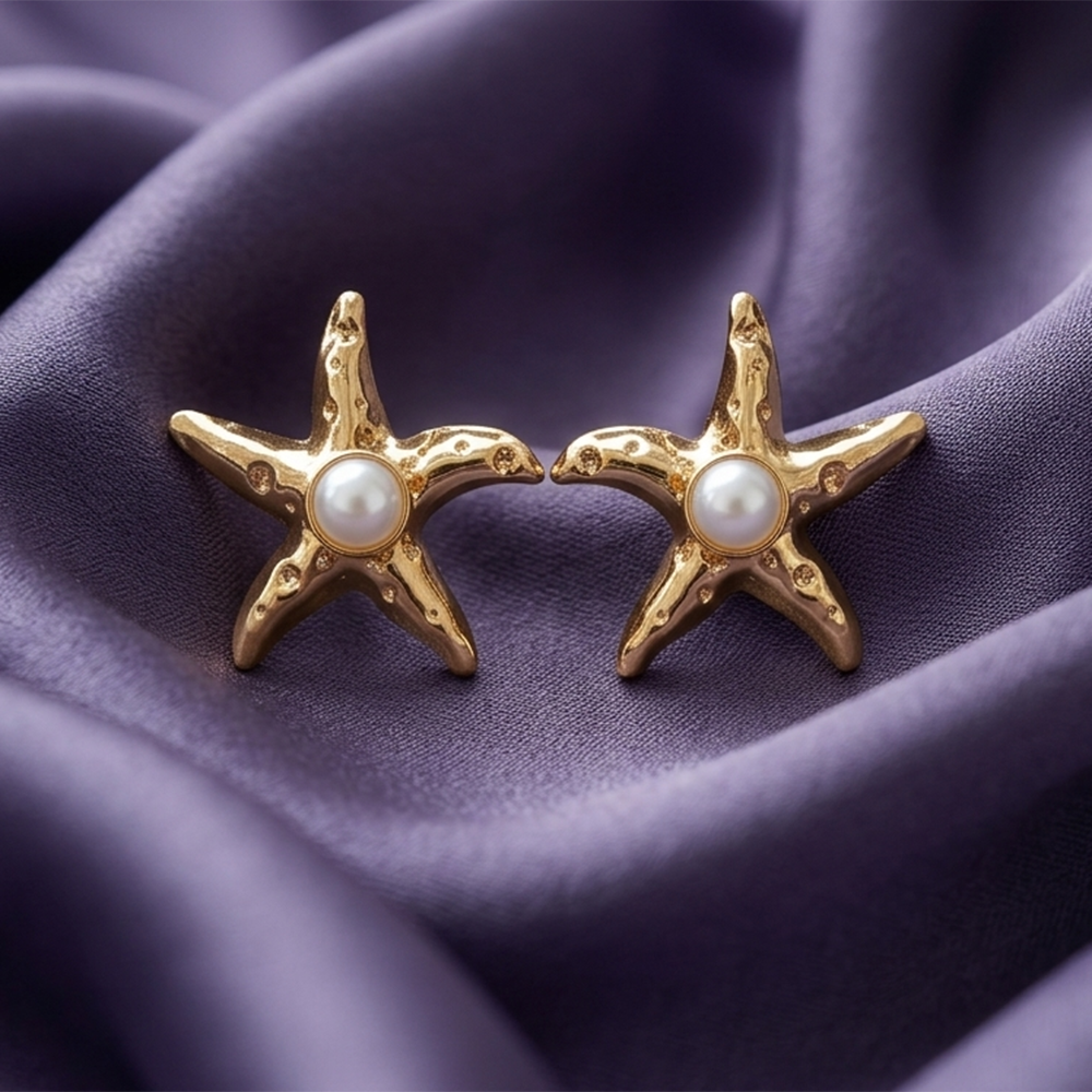 The99Jewel Gold Plated Stylish Starfish Earring for Women